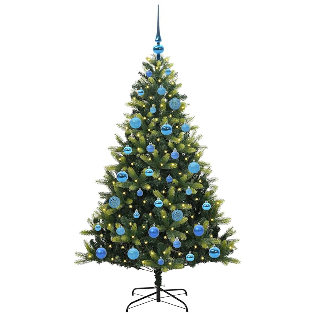 VidaXL Albero di Natale artificiale con cerniera 150 LED verde 150 cm PVC e PE