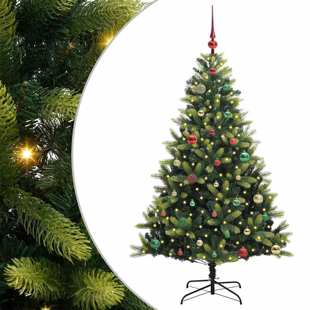 VidaXL Albero di Natale artificiale con cerniera 150 LED verde 150 cm PVC e PE