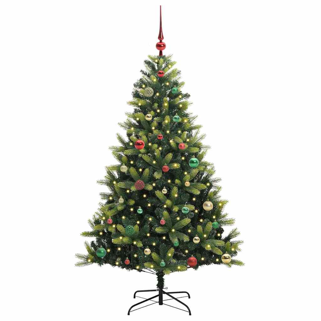 VidaXL Albero di Natale artificiale con cerniera 150 LED verde 150 cm PVC e PE