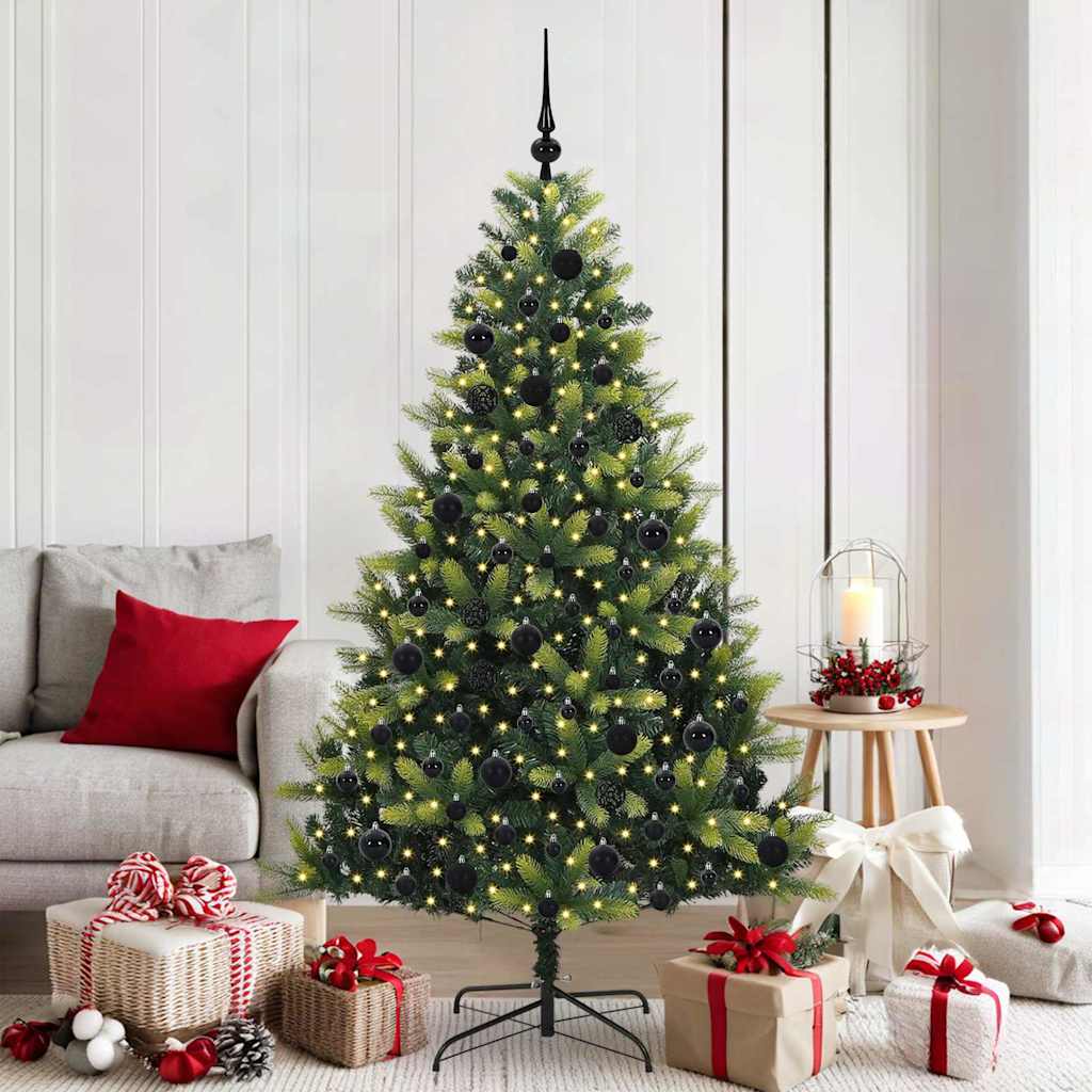 Vidaxl kunstkerstboom met scharnier 300 leds groen 180 cm pvc en pe