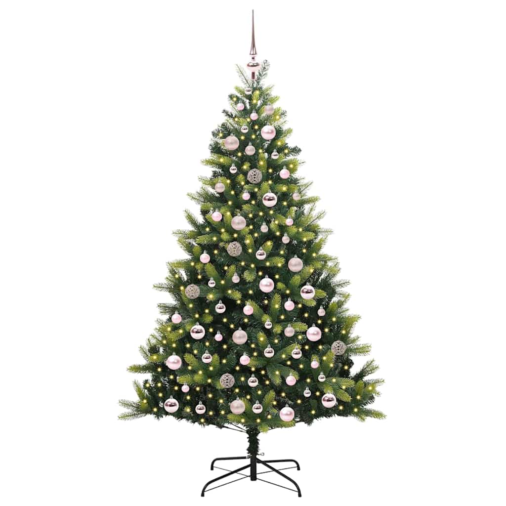 VidaXL Albero di Natale artificiale con cerniera 300 LED verde 180 cm PVC e PE
