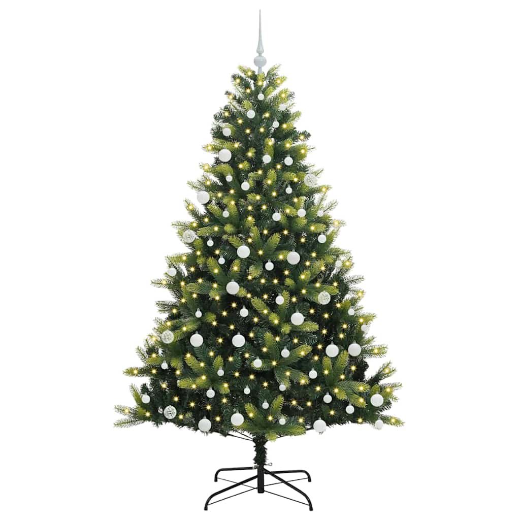 VidaXL Albero di Natale artificiale con cerniera 300 LED verde 180 cm PVC e PE