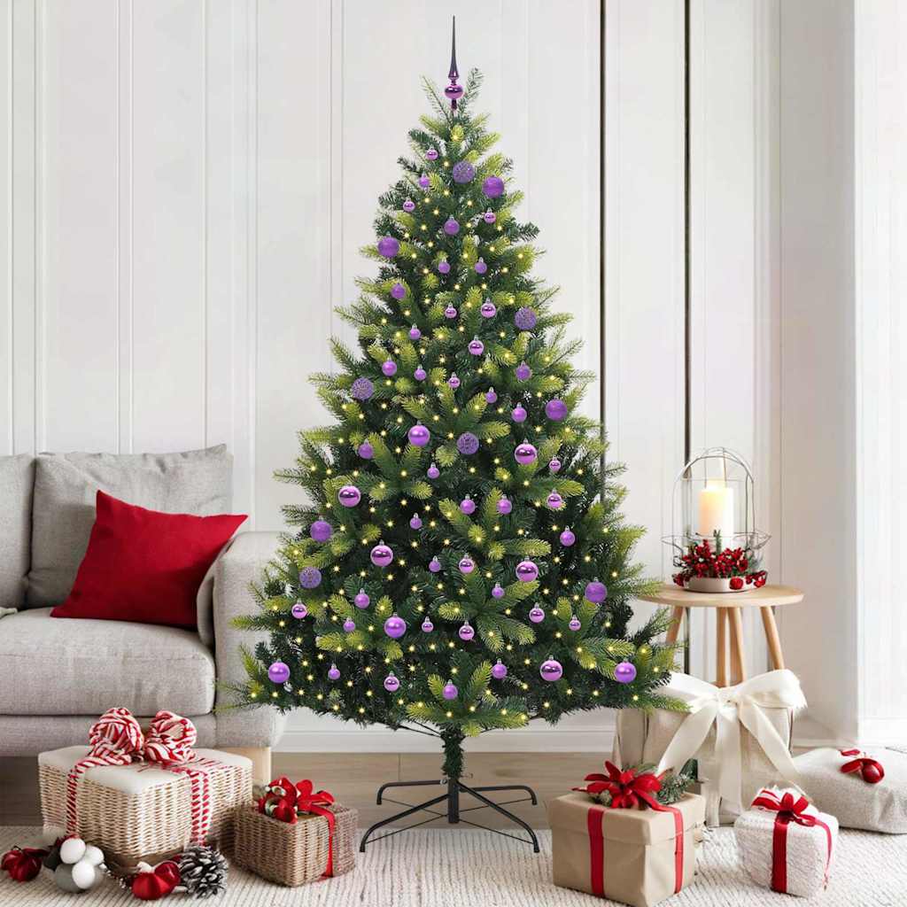 VidaXL Albero di Natale artificiale con cerniera 300 LED verde 180 cm PVC e PE