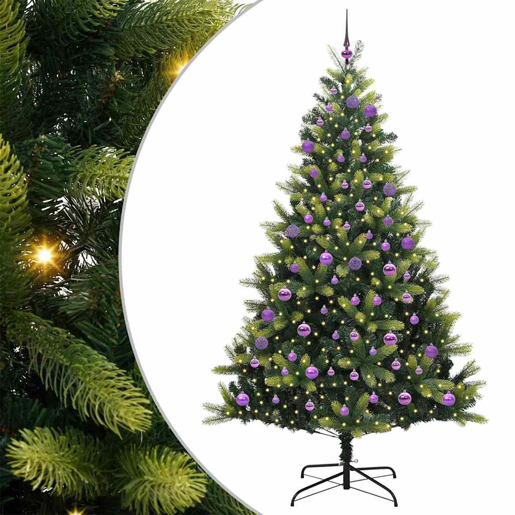 VidaXL Albero di Natale artificiale con cerniera 300 LED verde 180 cm PVC e PE