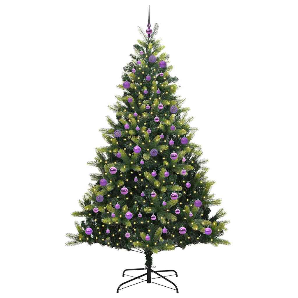 VidaXL Albero di Natale artificiale con cerniera 300 LED verde 180 cm PVC e PE