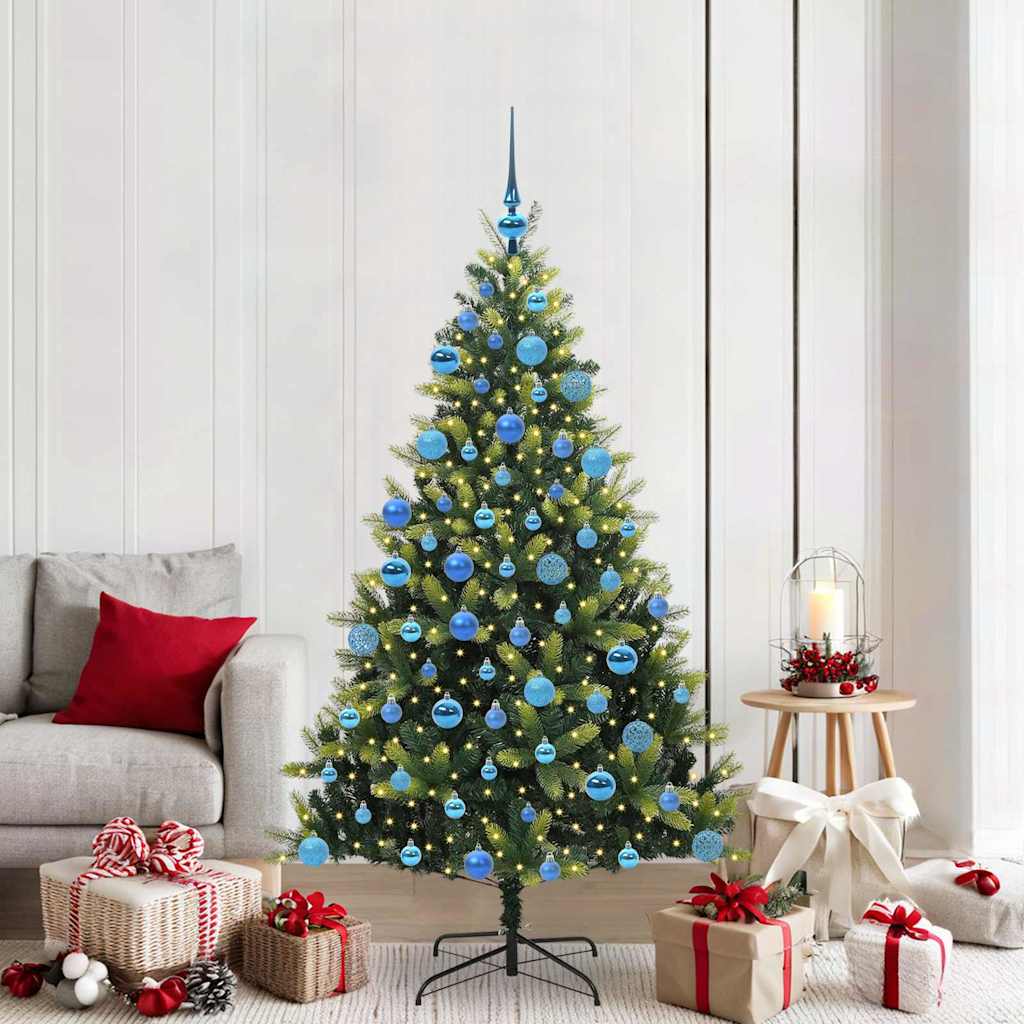 VidaXL Albero di Natale artificiale con cerniera 300 LED verde 180 cm PVC e PE