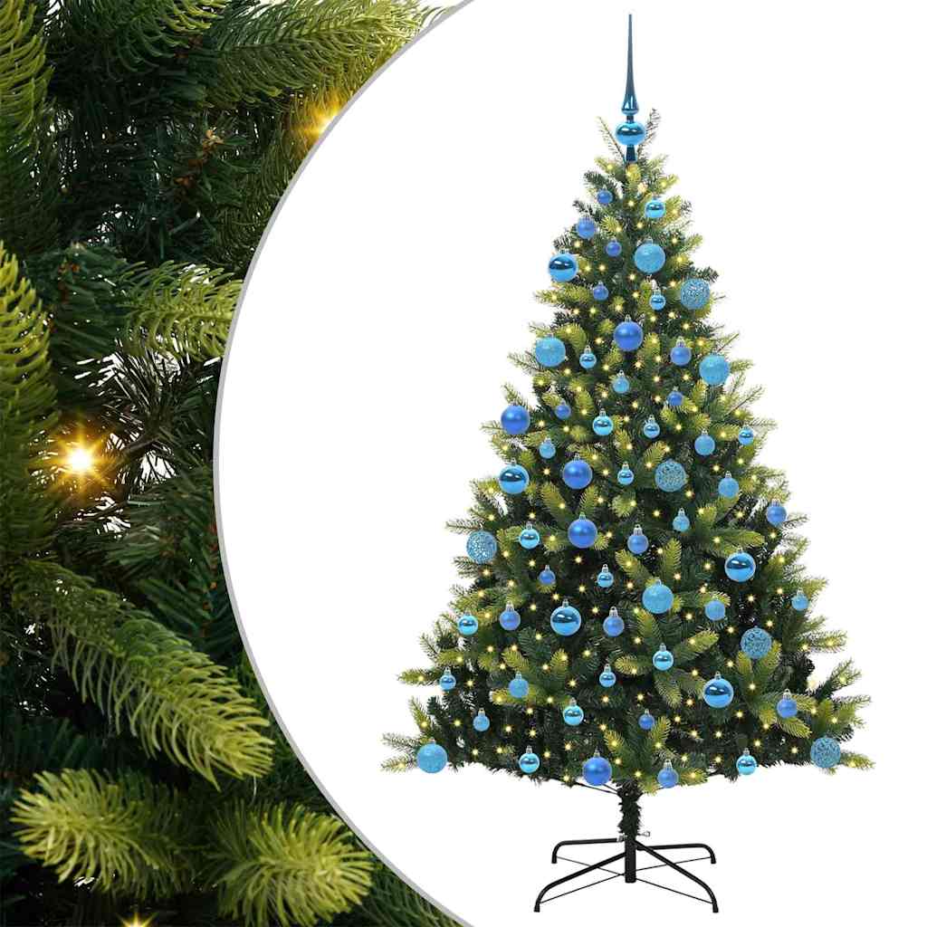 VidaXL Albero di Natale artificiale con cerniera 300 LED verde 180 cm PVC e PE