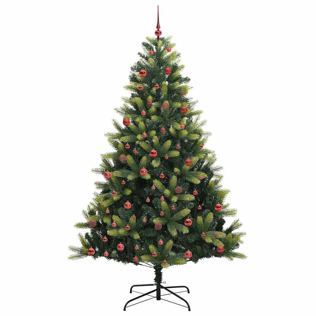 VidaXL Albero di Natale artificiale con cerniera 300 LED verde 210 cm PVC e PE