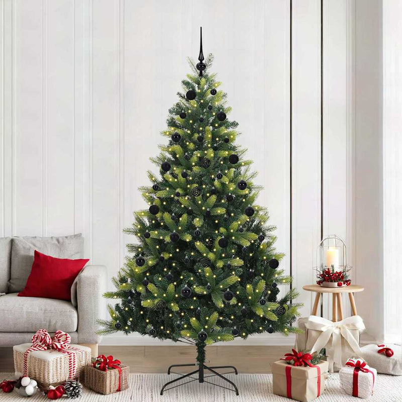 VidaXL Albero di Natale artificiale con cerniera 300 LED verde 210 cm PVC e PE