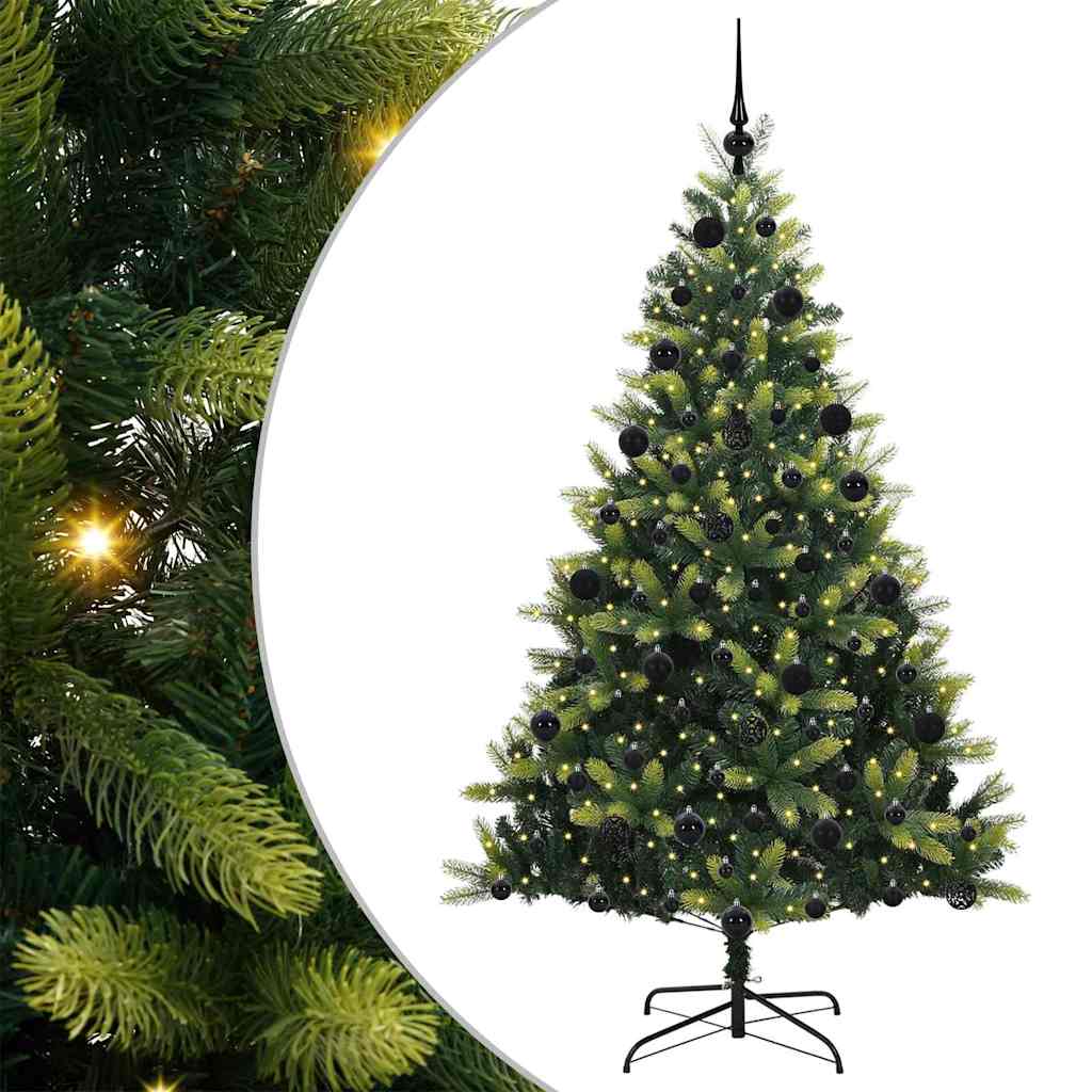 VidaXL Albero di Natale artificiale con cerniera 300 LED verde 210 cm PVC e PE