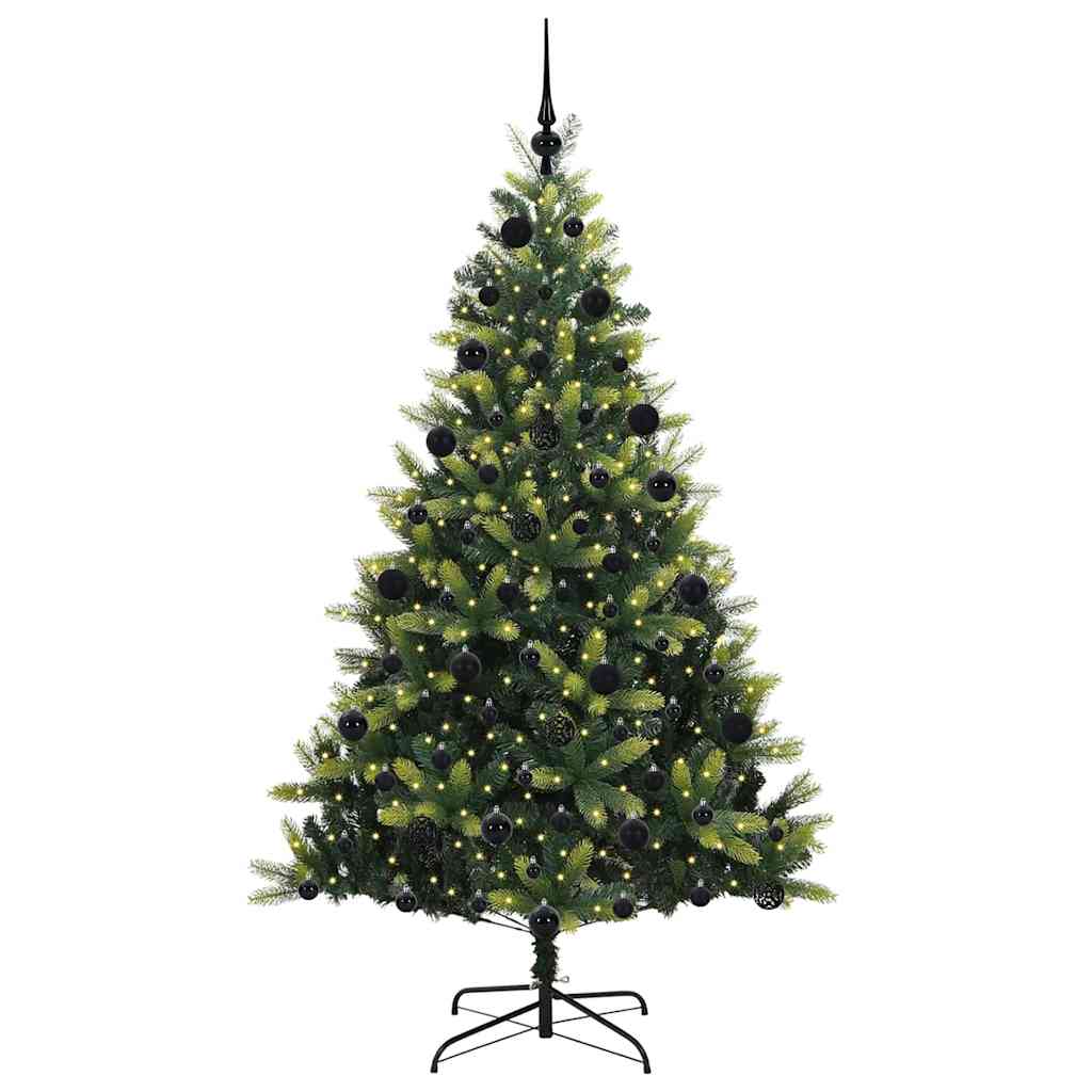 VidaXL Albero di Natale artificiale con cerniera 300 LED verde 210 cm PVC e PE