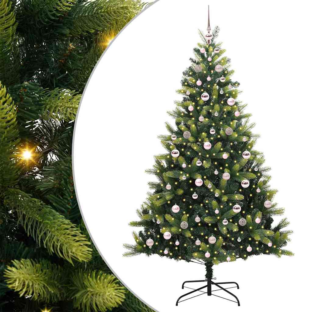 VidaXL Albero di Natale artificiale con cerniera 300 LED verde 210 cm PVC e PE