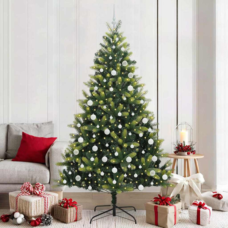 VidaXL Albero di Natale artificiale con cerniera 300 LED verde 210 cm PVC e PE
