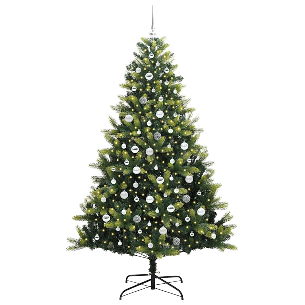 VidaXL Albero di Natale artificiale con cerniera 300 LED verde 210 cm PVC e PE
