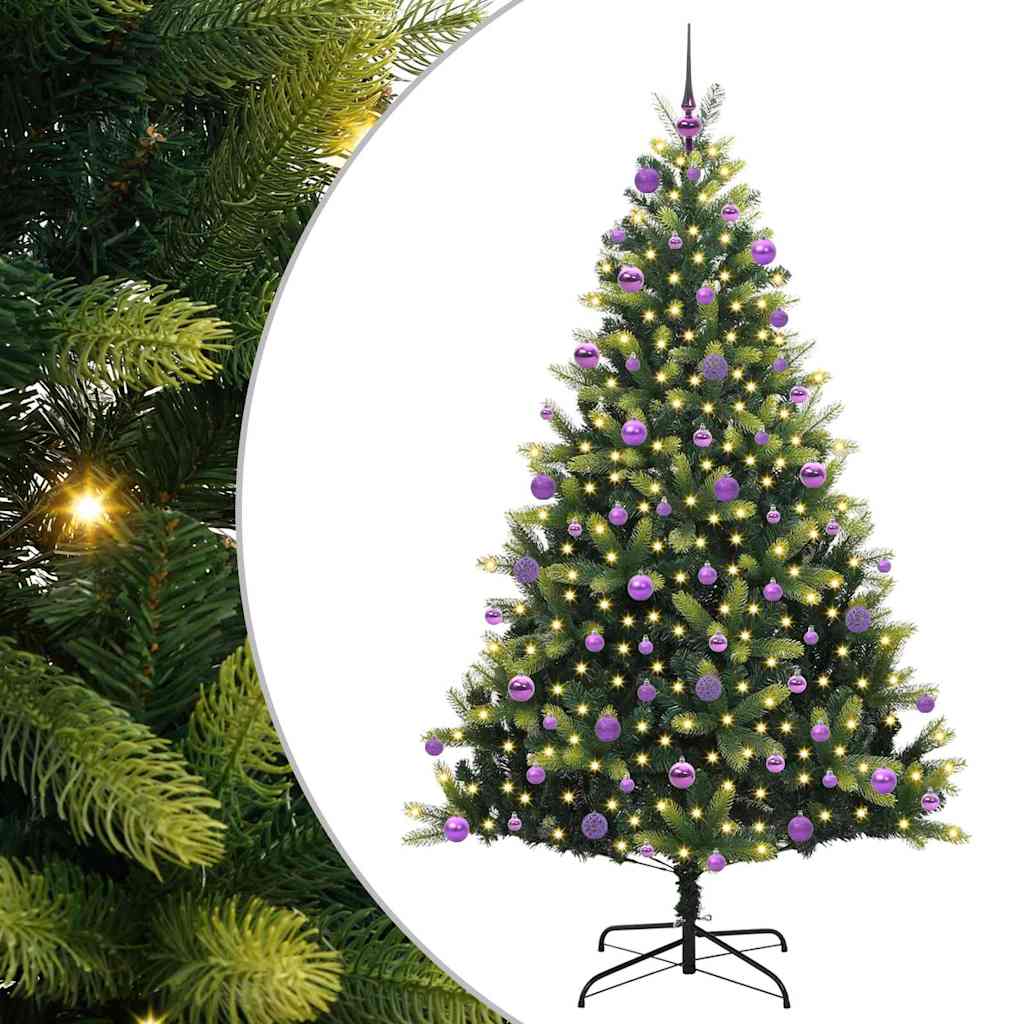 VidaXL Albero di Natale artificiale con cerniera 300 LED verde 210 cm PVC e PE