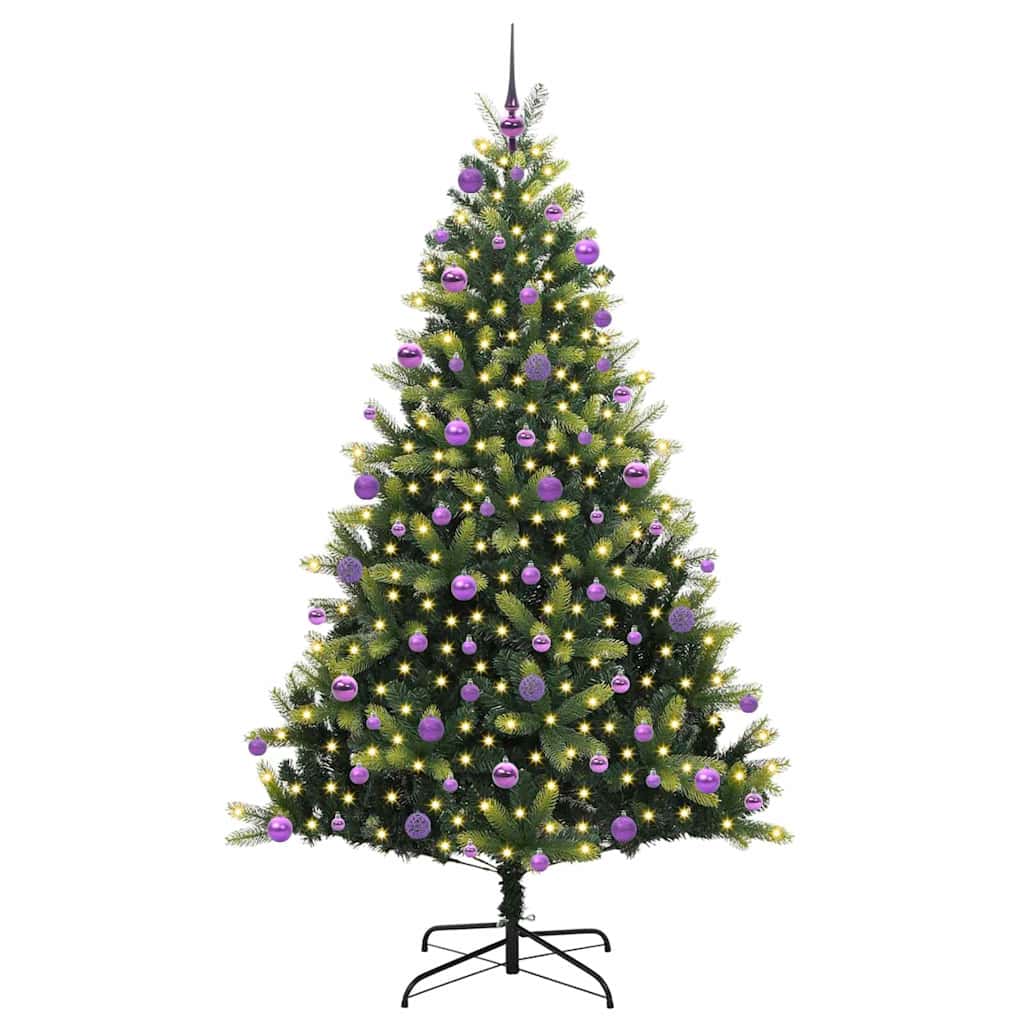 VidaXL Albero di Natale artificiale con cerniera 300 LED verde 210 cm PVC e PE