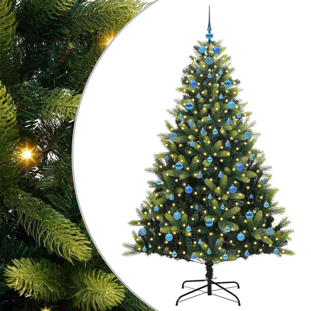 VidaXL Albero di Natale artificiale con cerniera 300 LED verde 210 cm PVC e PE