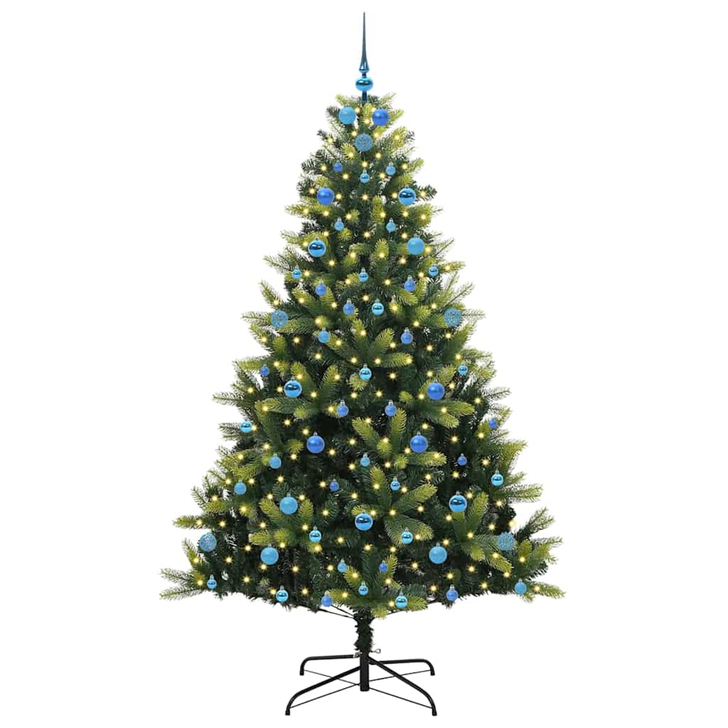 VidaXL Albero di Natale artificiale con cerniera 300 LED verde 210 cm PVC e PE