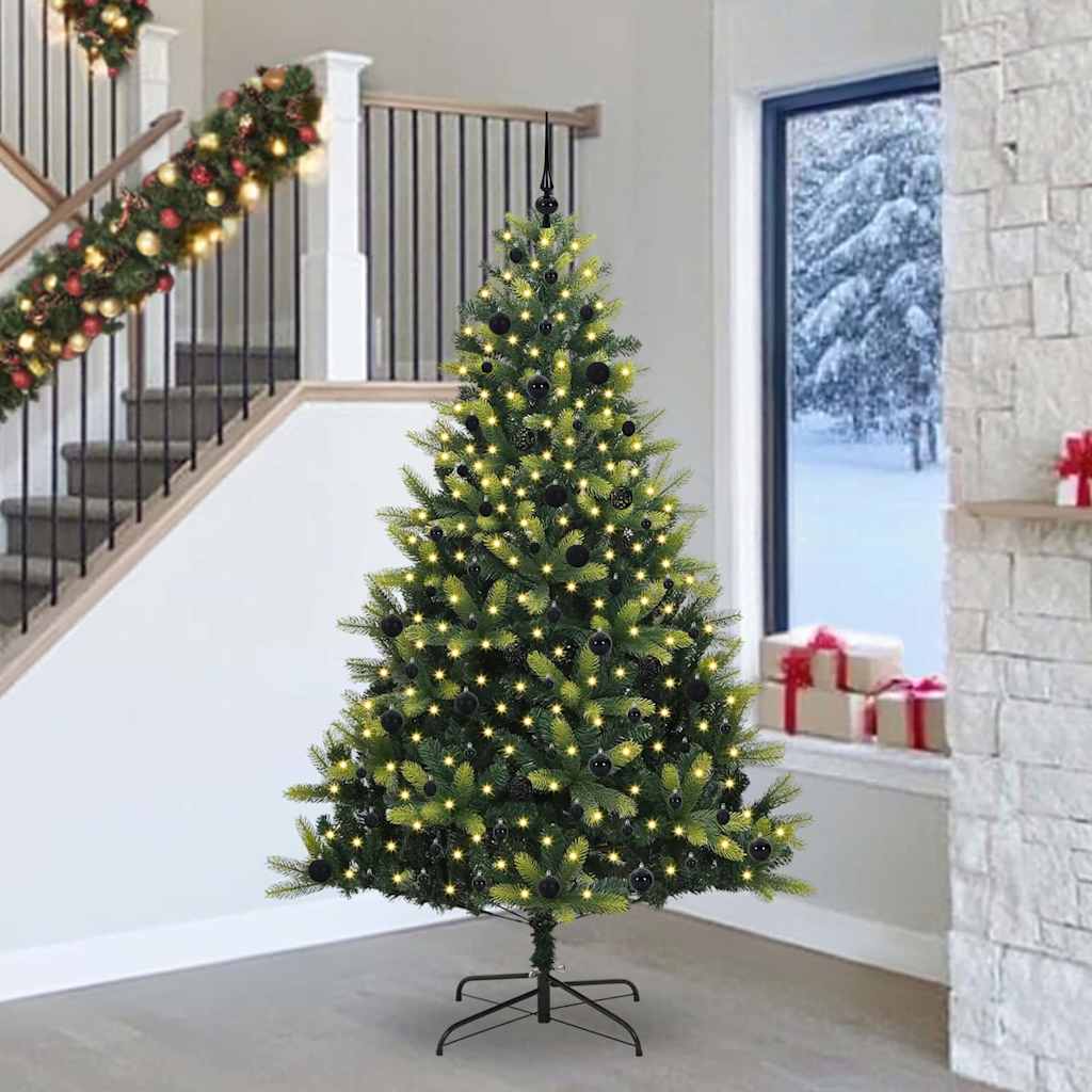 VidaXL albero di Natale artificiale con cerniera 300 LED verde 240 cm PVC e PE