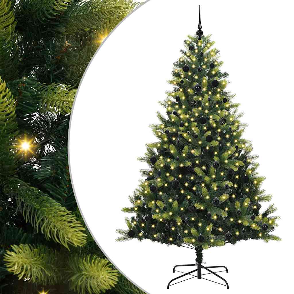 VidaXL albero di Natale artificiale con cerniera 300 LED verde 240 cm PVC e PE