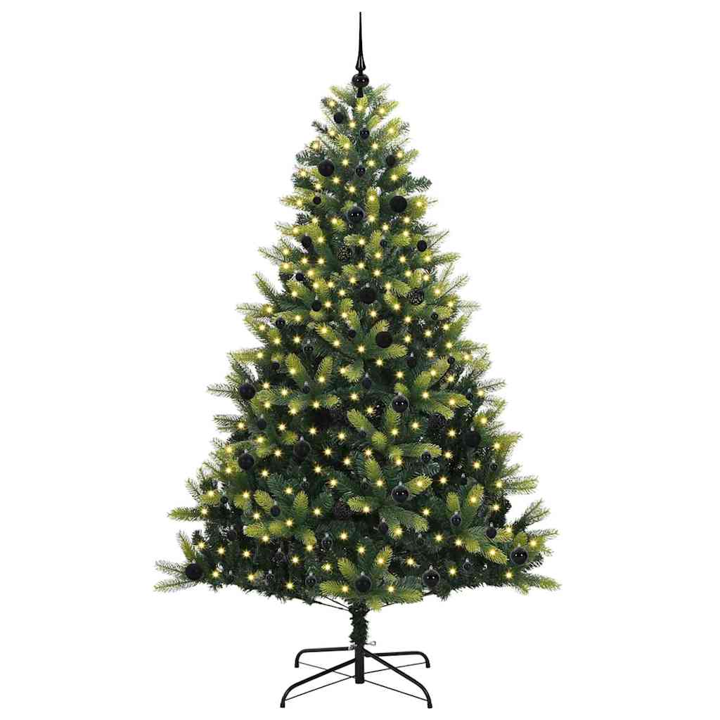 VidaXL albero di Natale artificiale con cerniera 300 LED verde 240 cm PVC e PE
