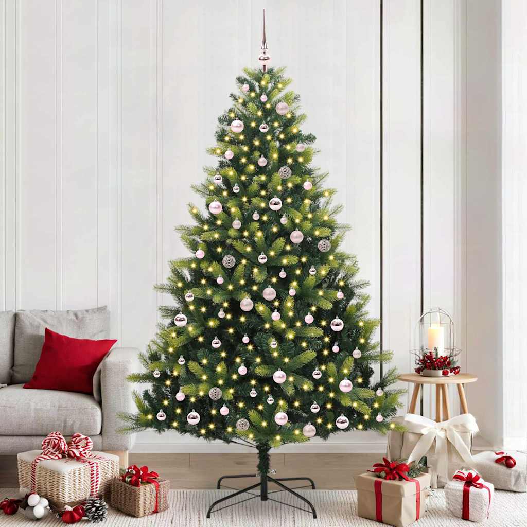 VidaXL albero di Natale artificiale con cerniera 300 LED verde 240 cm PVC e PE