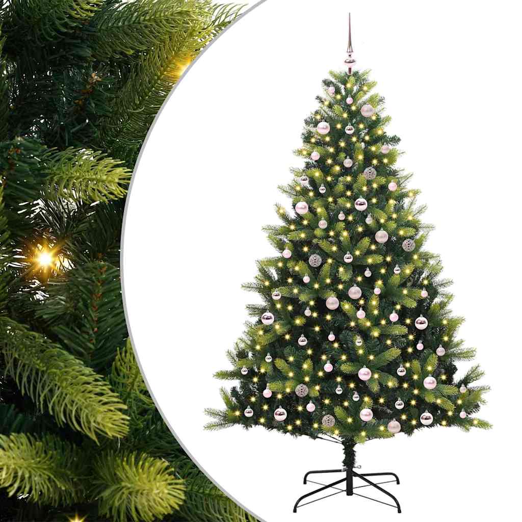 VidaXL albero di Natale artificiale con cerniera 300 LED verde 240 cm PVC e PE