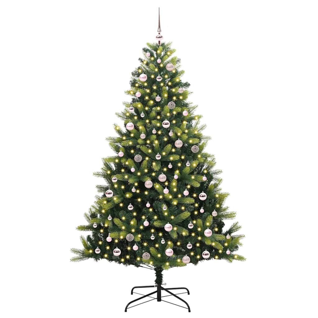 VidaXL albero di Natale artificiale con cerniera 300 LED verde 240 cm PVC e PE