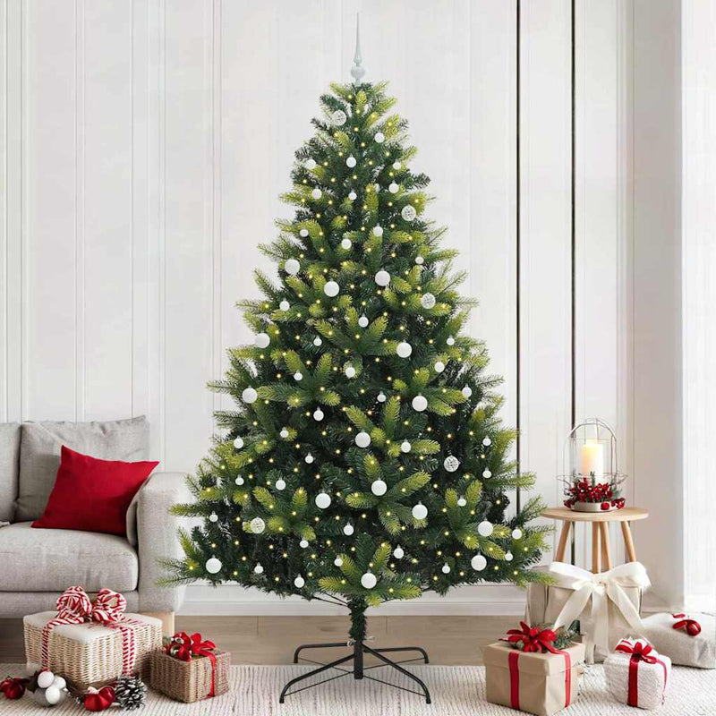 VidaXL albero di Natale artificiale con cerniera 300 LED verde 240 cm PVC e PE