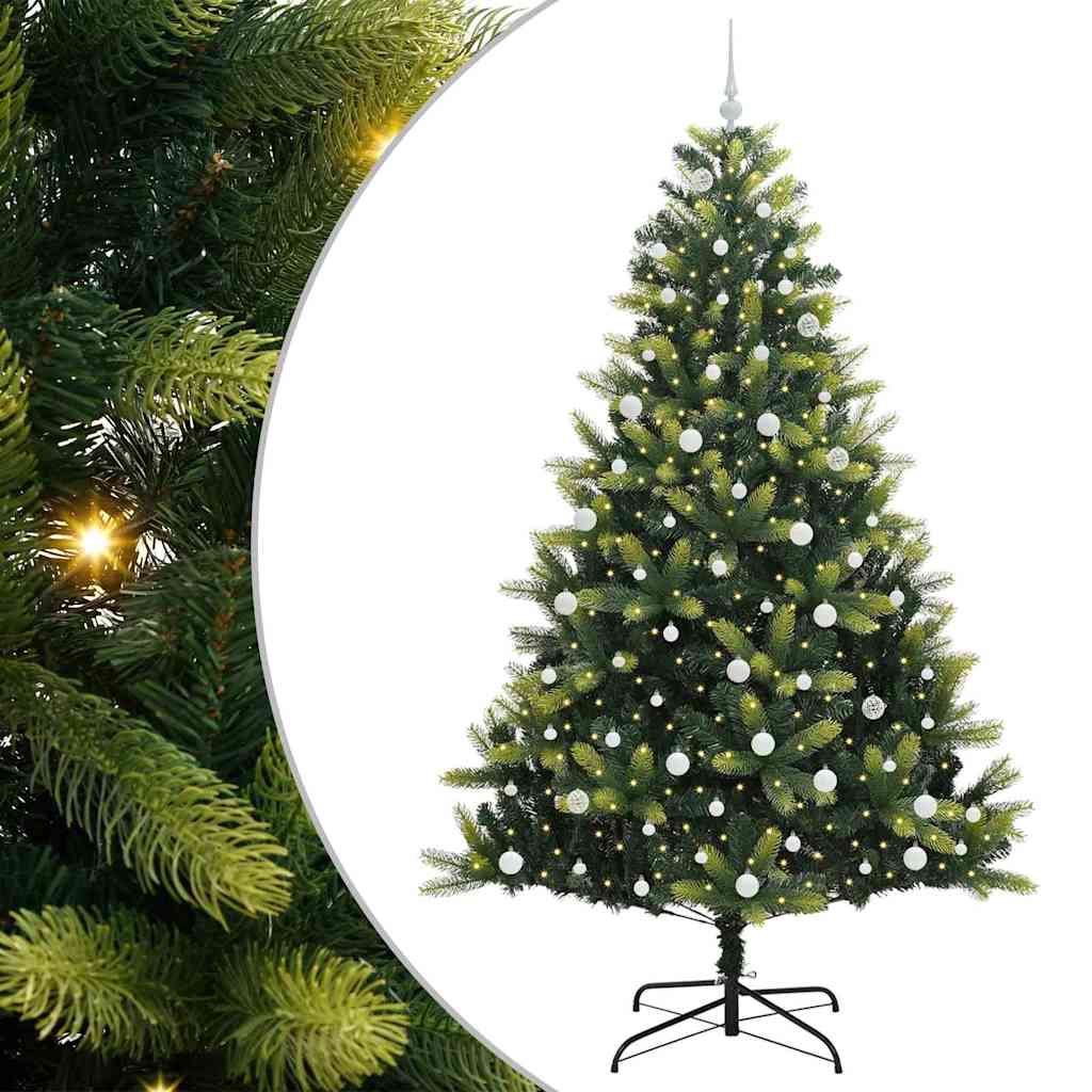 VidaXL albero di Natale artificiale con cerniera 300 LED verde 240 cm PVC e PE
