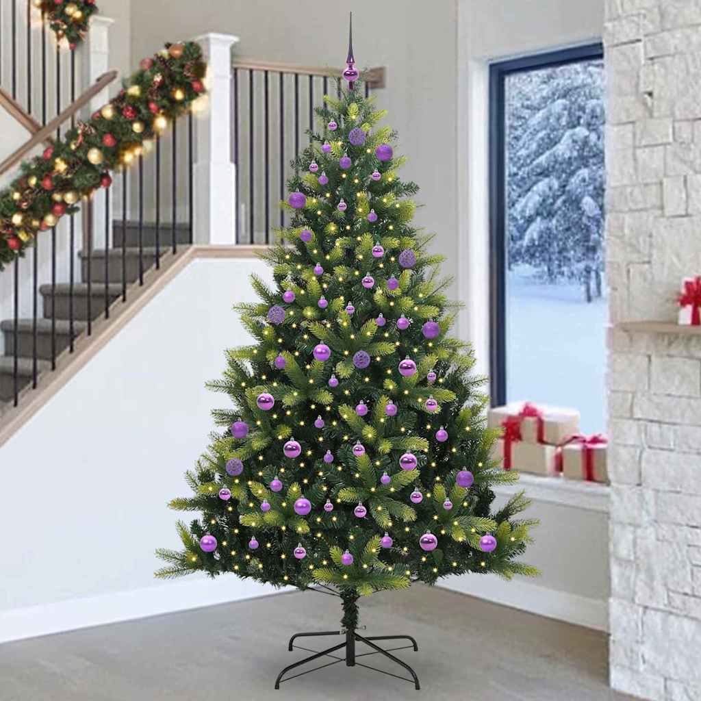 VidaXL albero di Natale artificiale con cerniera 300 LED verde 240 cm PVC e PE