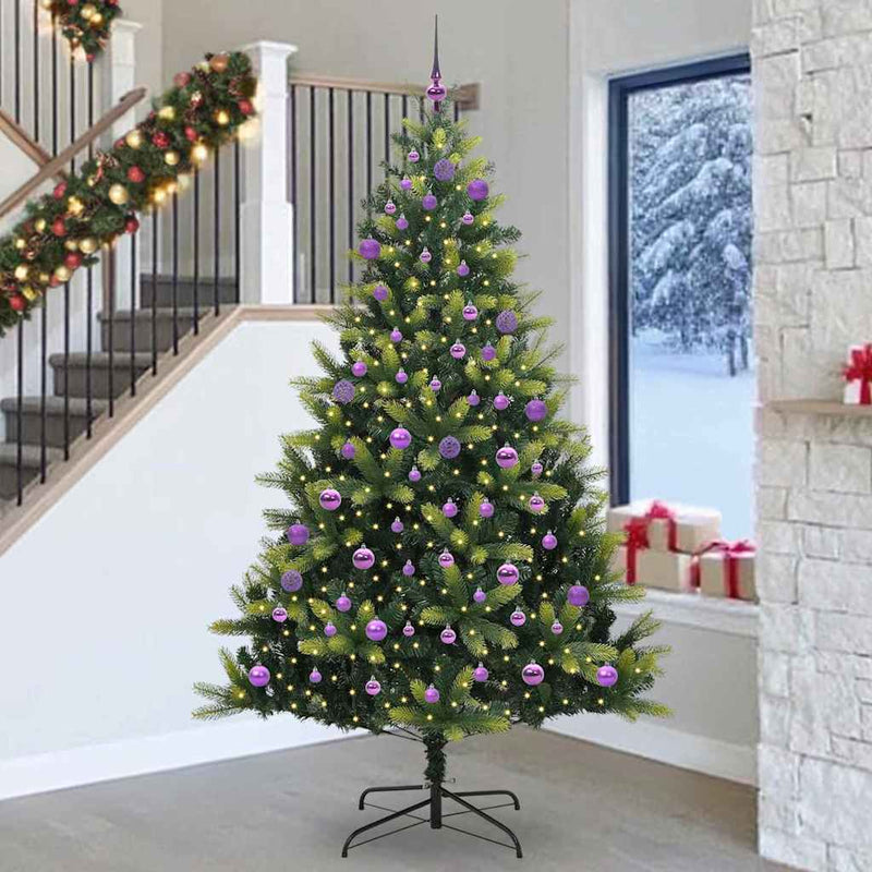 VidaXL albero di Natale artificiale con cerniera 300 LED verde 240 cm PVC e PE