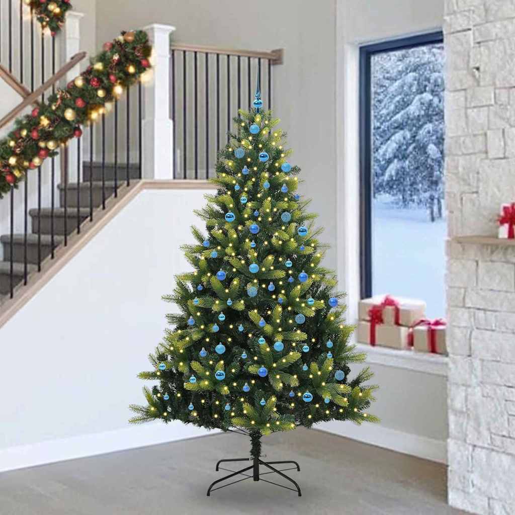 VidaXL albero di Natale artificiale con cerniera 300 LED verde 240 cm PVC e PE