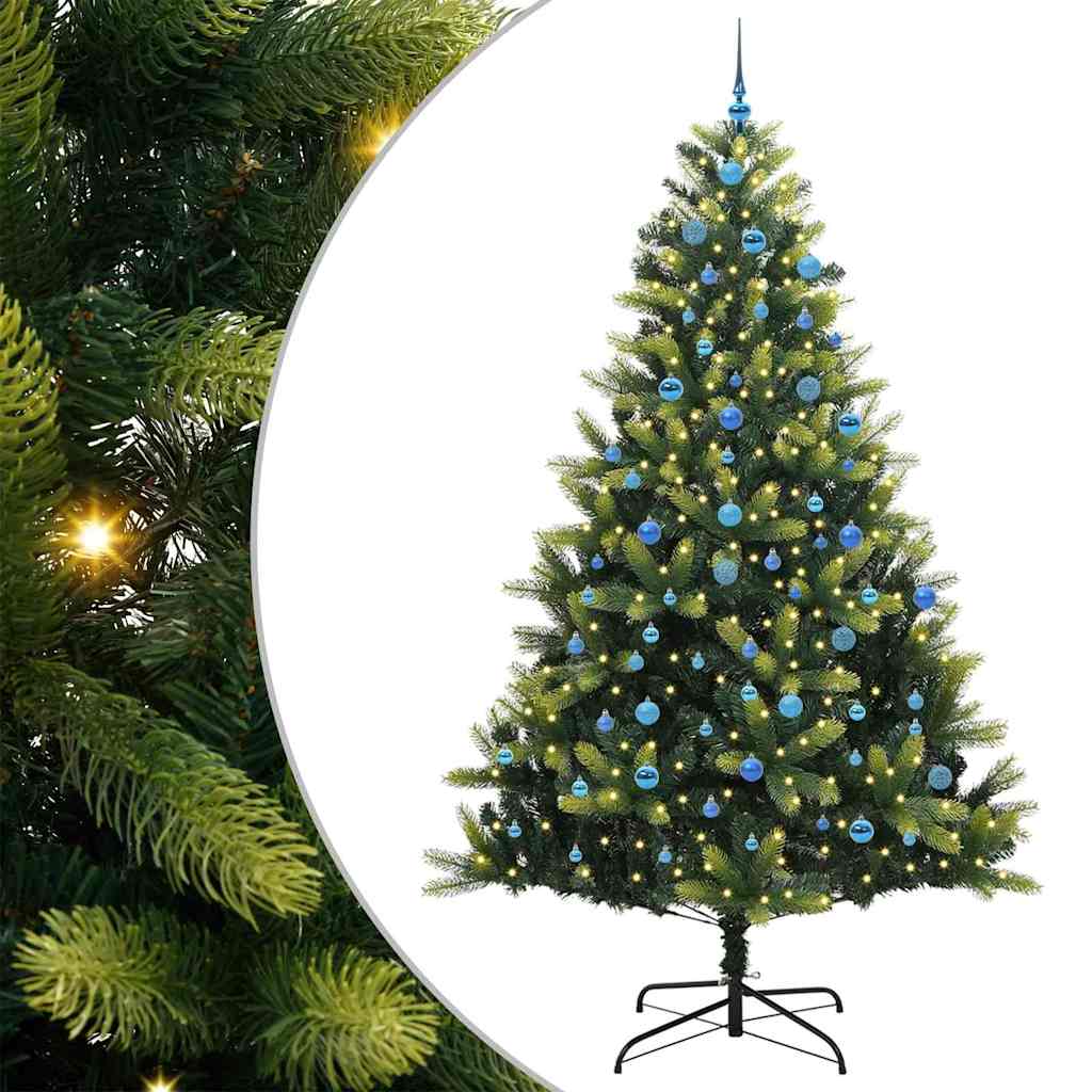 VidaXL albero di Natale artificiale con cerniera 300 LED verde 240 cm PVC e PE