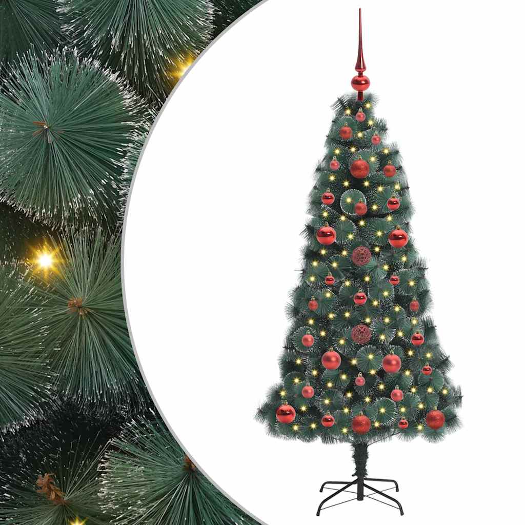 Vidaxl artificial pre-lit kerstboom met ballenset groen 120 cm pet