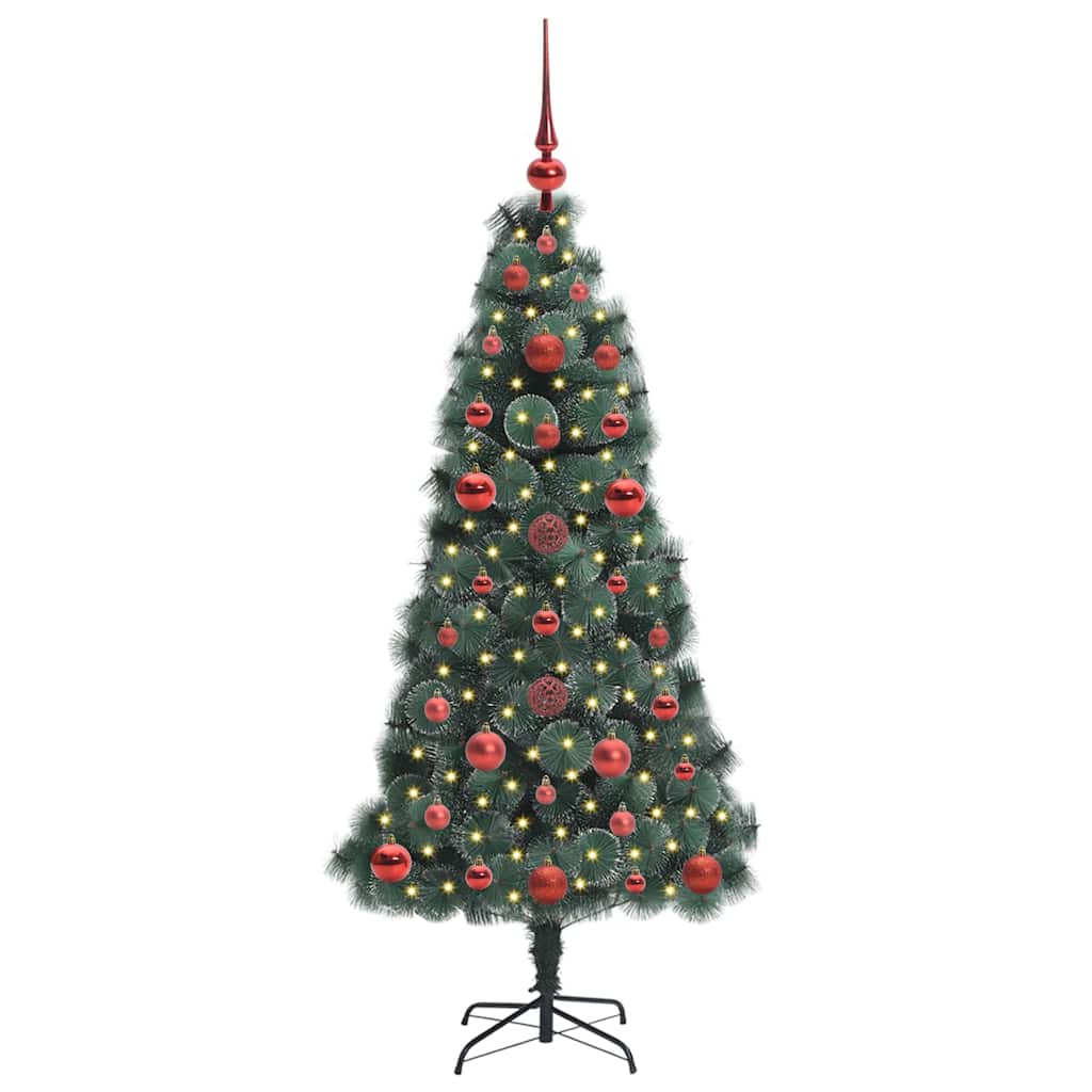 Vidaxl artificial pre-lit kerstboom met ballenset groen 120 cm pet