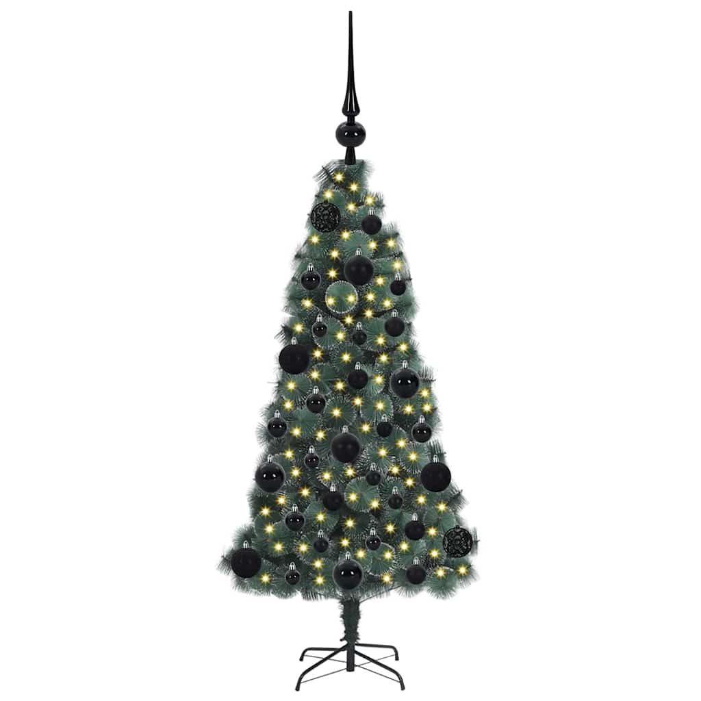 Vidaxl kunstmatige vorstverlichte kerstboom met bal set groen 120 cm