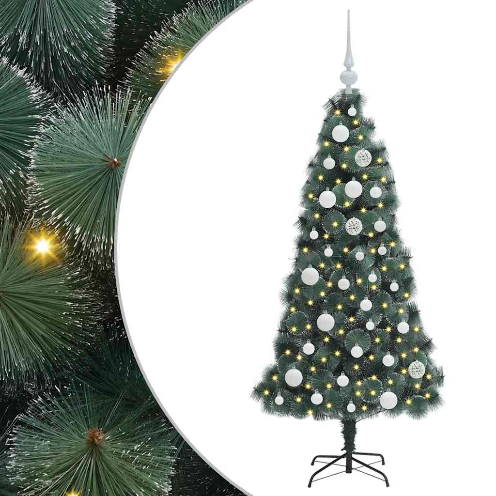 Vidaxx árbol de Navidad artificial preiluminado con juego de bolas verde 120 cm