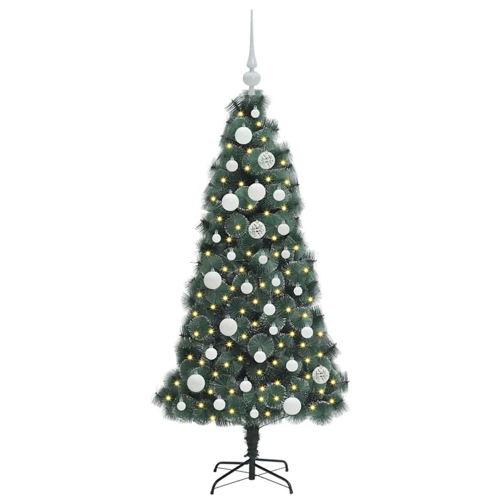 Vidaxx árbol de Navidad artificial preiluminado con juego de bolas verde 120 cm