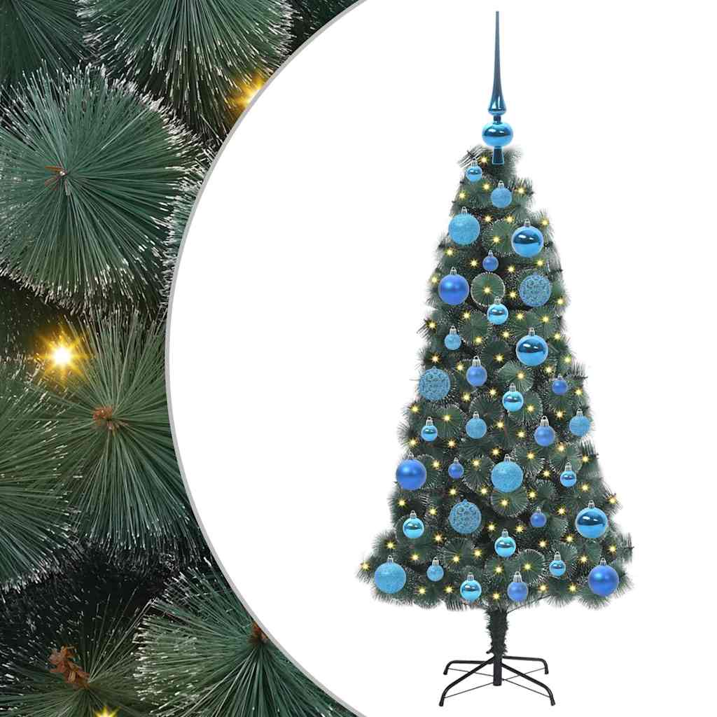 Vidaxx árbol de Navidad artificial preiluminado con juego de bolas verde 120 cm