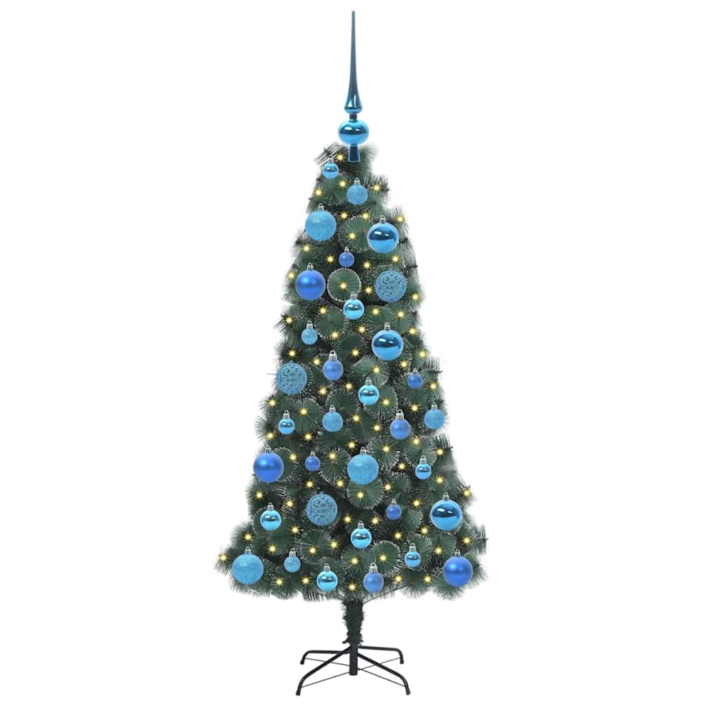 Vidaxx árbol de Navidad artificial preiluminado con juego de bolas verde 120 cm