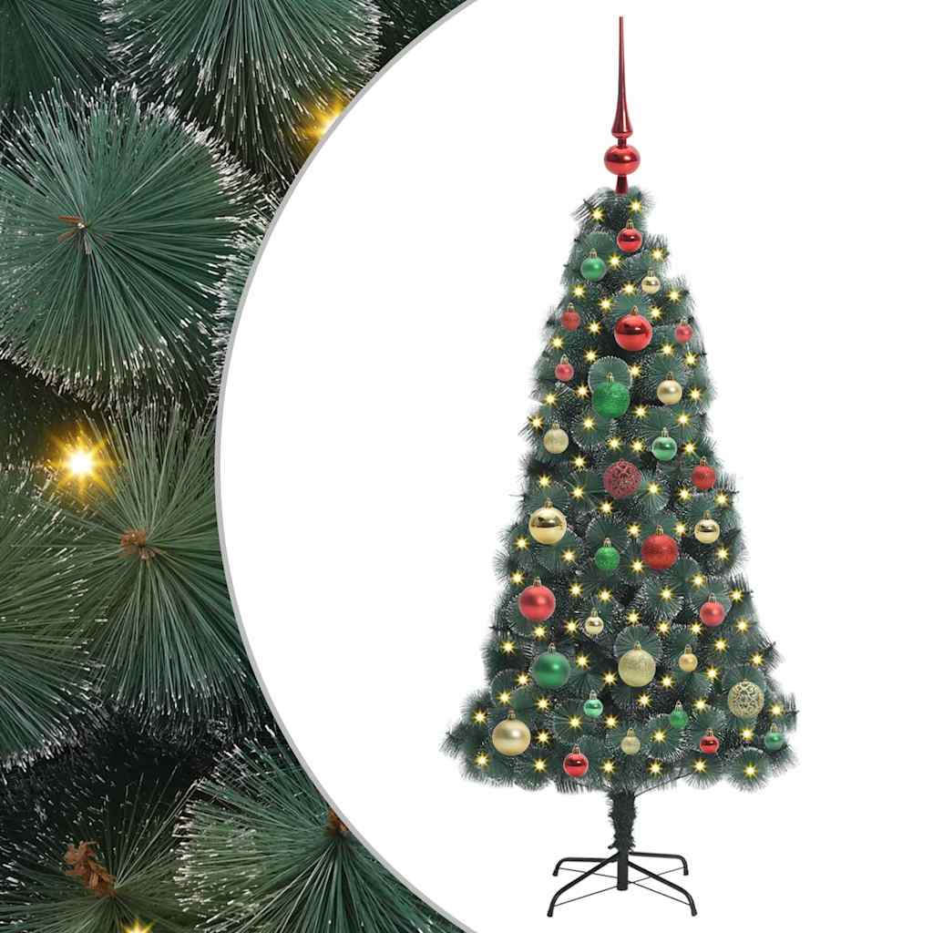 Vidaxx árbol de Navidad artificial preiluminado con juego de bolas verde 120 cm