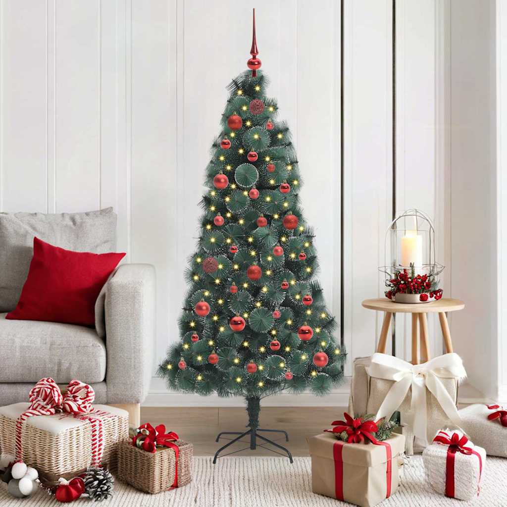 Vidaxx árbol de Navidad artificial preiluminado con juego de bolas verde 150 cm