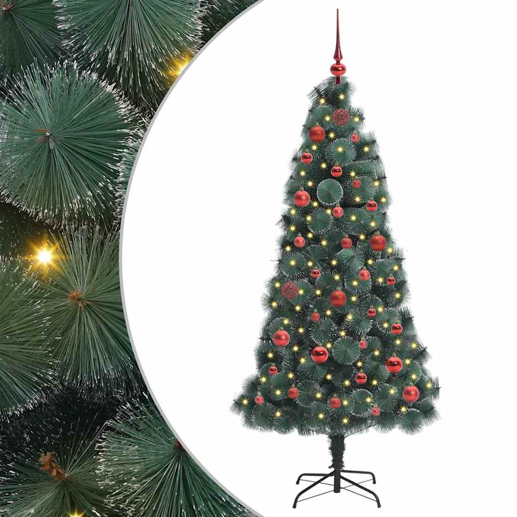 Vidaxx árbol de Navidad artificial preiluminado con juego de bolas verde 150 cm