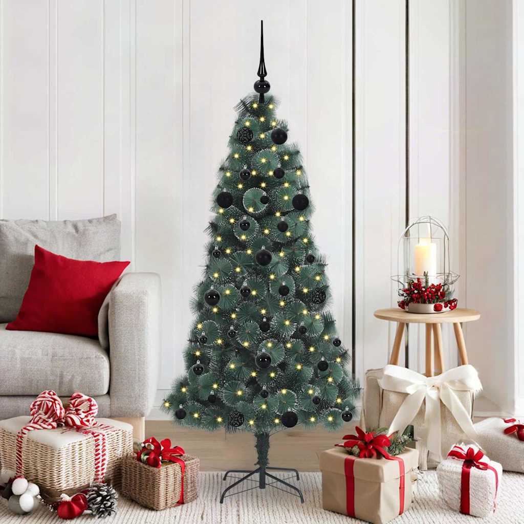 Vidaxx árbol de Navidad artificial preiluminado con juego de bolas verde 150 cm