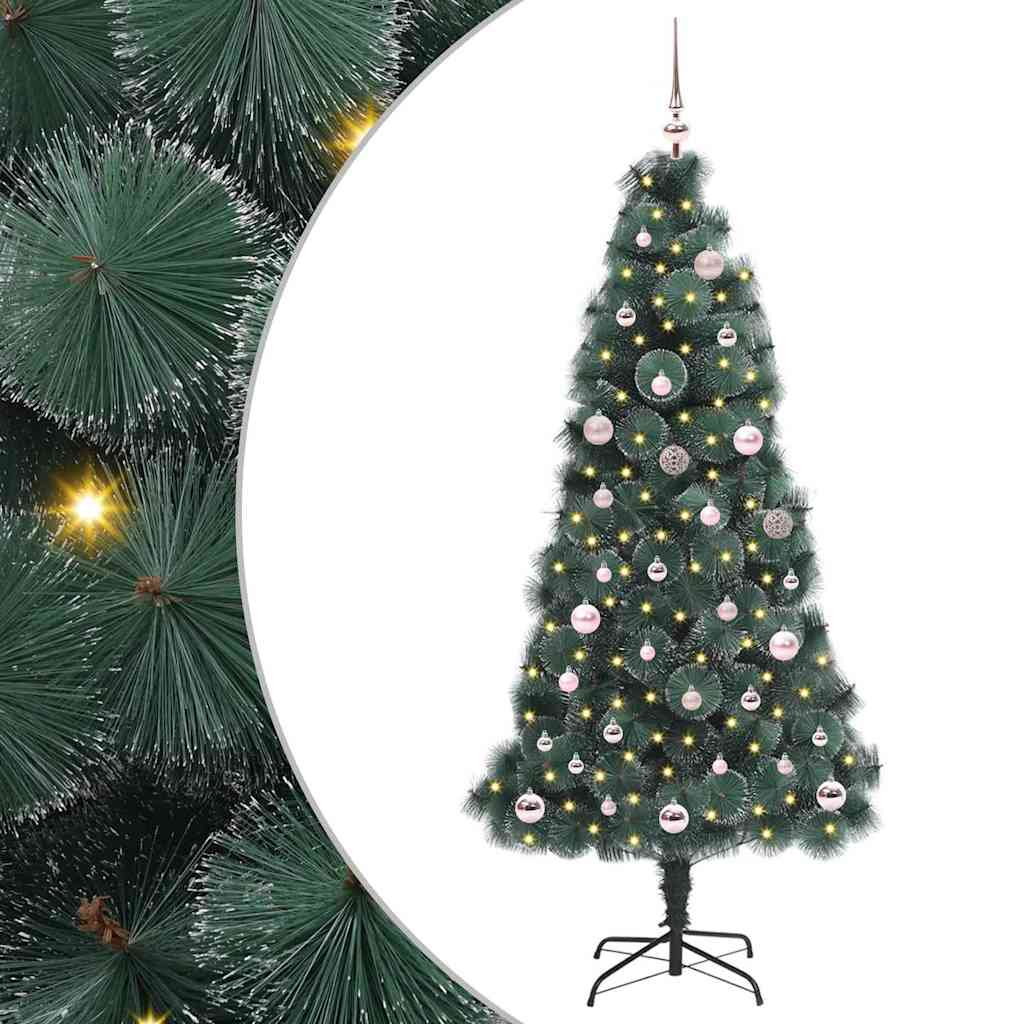 Vidaxx árbol de Navidad artificial preiluminado con juego de bolas verde 150 cm