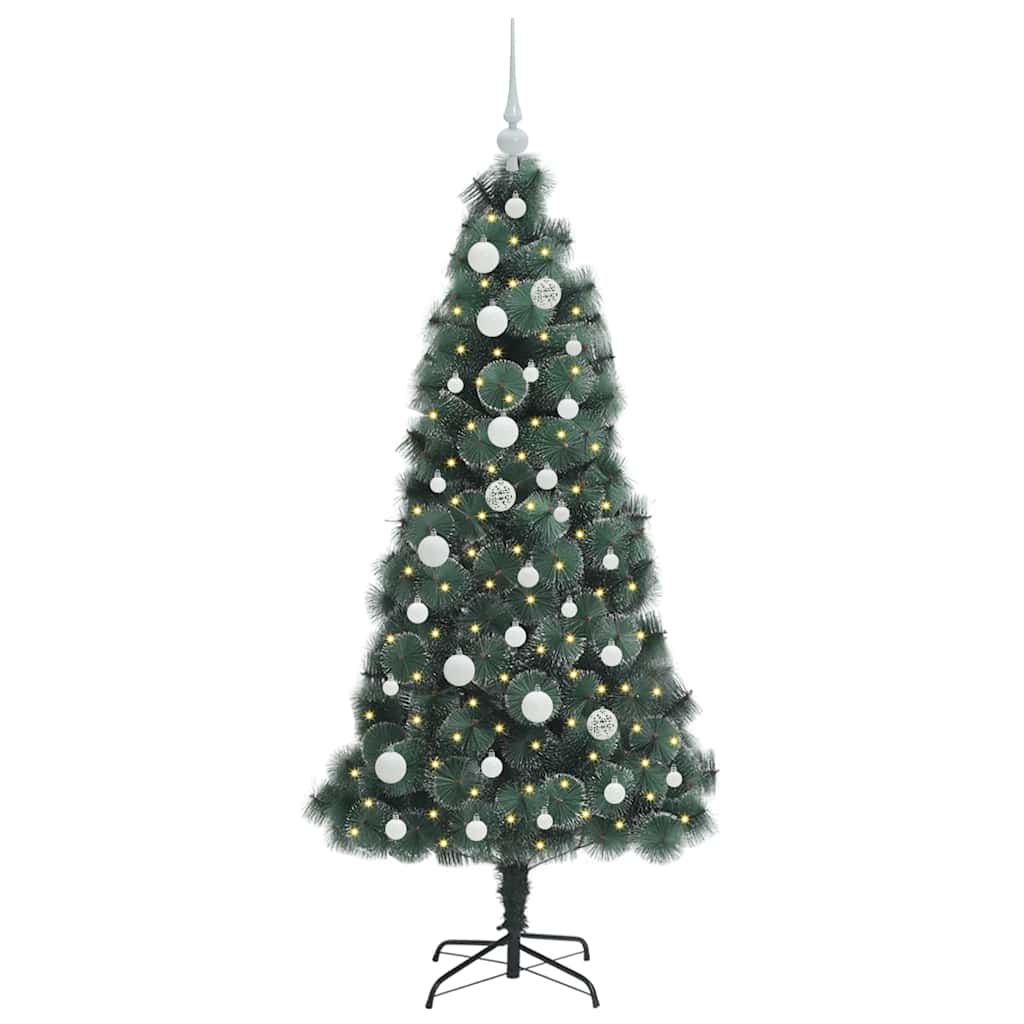 Vidaxx árbol de Navidad artificial con luces y juego de bolas tapa verde 150 cm
