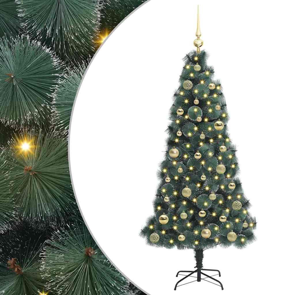 Vidaxx árbol de Navidad artificial con iluminación y juego de bolas tapa verde 150 cm