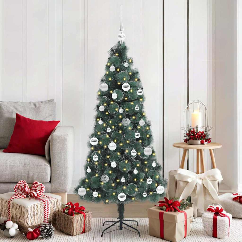 Vidaxx árbol de Navidad artificial preiluminado con juego de bolas verde 150 cm