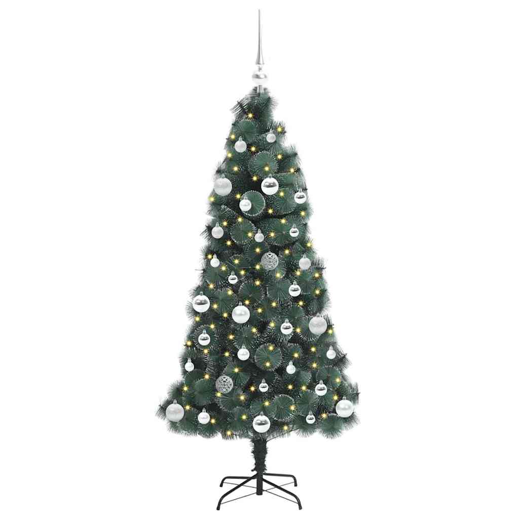Vidaxx árbol de Navidad artificial preiluminado con juego de bolas verde 150 cm